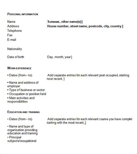 Blank Cv Template To Print Uk Hq Template Documents