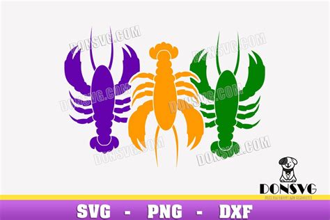 Crawfish Mardi Gras Colors SVG Louisiana Seafood T Shirt Design Svg For