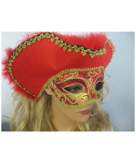 Adult Red Venetian Masquerade Mask Costume Mask