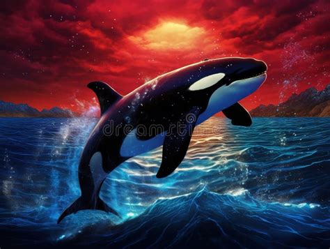 Ai Generated Illustration Wildlife Concept Of Killer Whales Stock