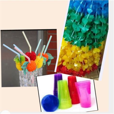 Kit Festa 75 Itens Colar Havaiano Copos Neon E Canudos Drinks Shopee