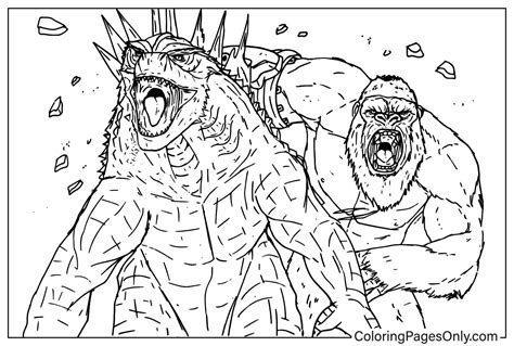 20 páginas para colorear de Godzilla x Kong El nuevo imperio