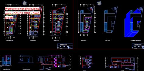 Profesyonel Sendika Bulding Proje Dwg Projesi Autocad Projeler