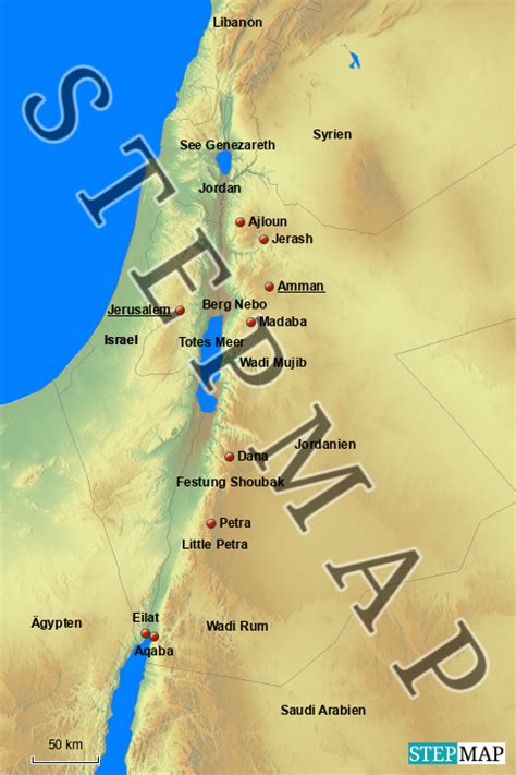 StepMap Jordanien Landkarte für Deutschland