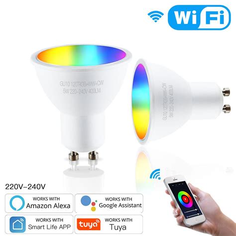 Gu10 Wifi Smart Led Bulbs Rgbw C W White 4 5w Dimmable Lamps Smart