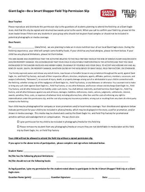 Fillable Online Field Trip Form Template Fill Out And Sign Printable