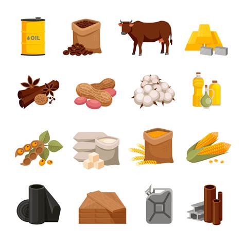 Commodity Flat Icons Set 478778 Vector Art At Vecteezy