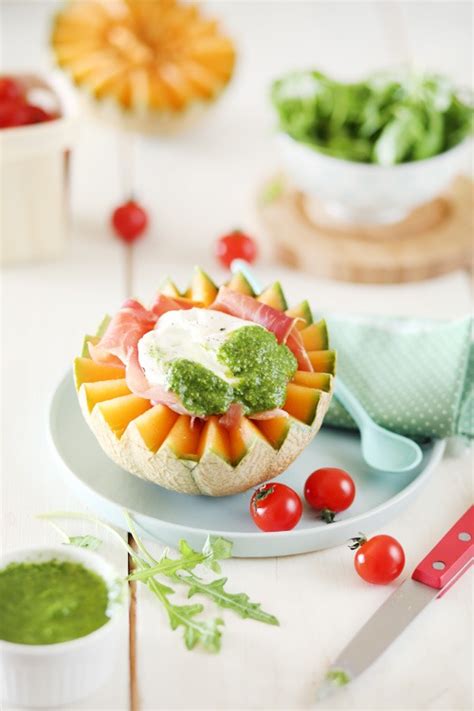 Salade De Melon Burrata Et Pesto De Roquette Chefnini