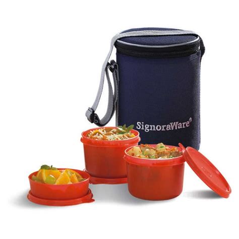 Signoraware Plastic Executive Lunch Box Medium With Bag Capacity 1080ml 3 At Rs 460 Set In