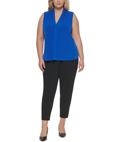 Calvin Klein Plus Size Pleated Top Macys