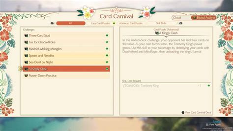 Final Fantasy Rebirth Card Carnival Puzzle Solutions Costa Del Sol