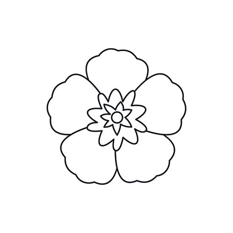 Rose Of Sharon Korean Flower Icon Outline Style 14578422 Vector Art