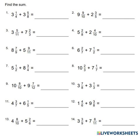 Adding Mixed Fractions Math Worksheet Twisty Noodle Worksheets Library