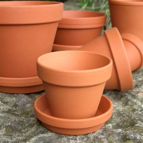 Traditional Flowerpots With Saucers Hand Made Uk