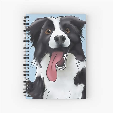 "Cute Smiling Black and White Border Collie Drawing | For Boarder ...