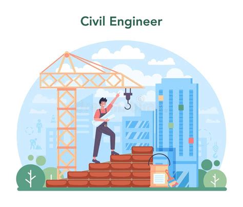 Civil Engineer Web Banner Or Landing Page Professional Occupation