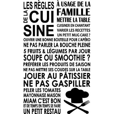 Sticker Les régles de la cuisine toque Stickers Citations Français