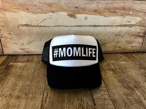 Mom Life Hat Black And White Mesh Trucker Hat Mom Hats Mom Caps