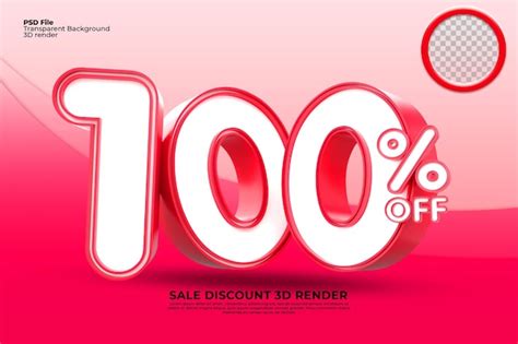 Premium Psd 99 Percentage Sale 3d Render Red Color