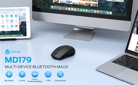 Iclever Souris Bluetooth Sans Fil Bluetooth Et Connexion Ghz Via