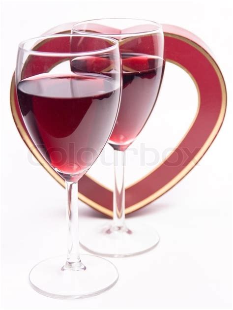 Pair Wine Glass With Heart Stock Image Colourbox