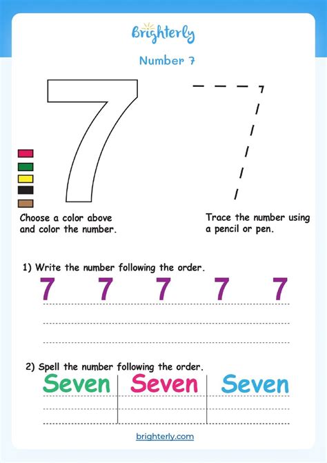 Free Printable Number 7 Seven Worksheets For Kids Pdfs Brighterly