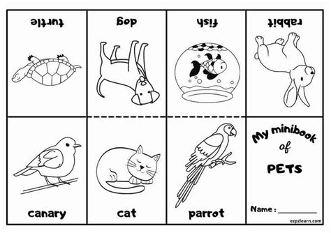 Free Printable Mini Coloring Book With Vocabulary Pets Party For Kids ESL Resource Body Parts ...