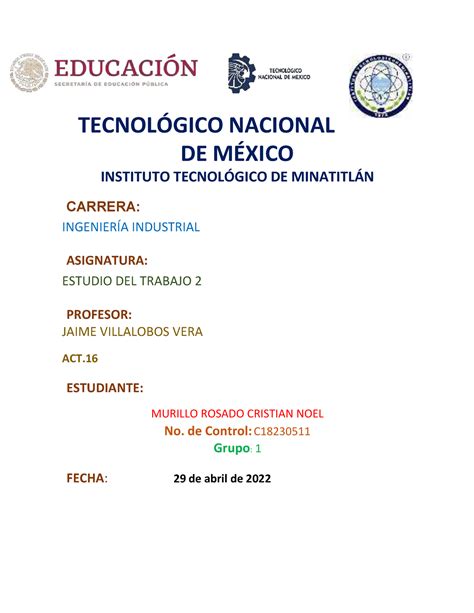 Act Por si les sirve TECNOLÓGICO NACIONAL DE MÉXICO INSTITUTO