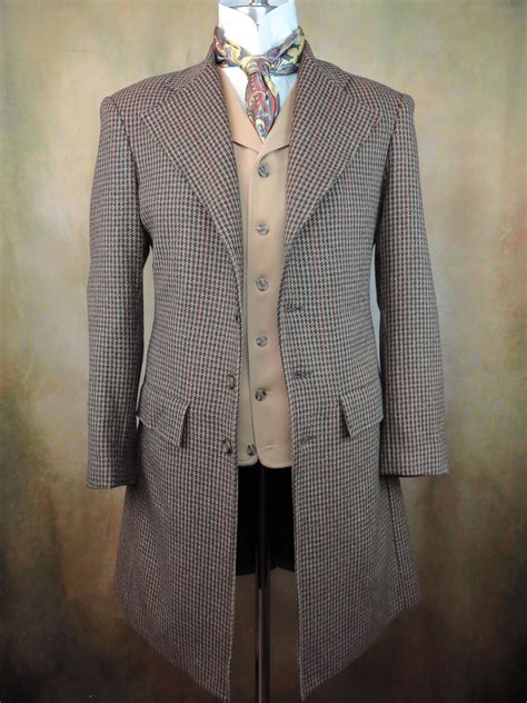 Men S Frock Coat Brown Houndstooth With Rust Frontier By Lawrence Scott