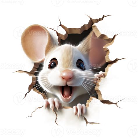 Beautiful Mouse Peeking Out From Broken Wall Generative Wall 26913221 Png