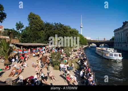 Berlin Beach Bar At Spree Riverbank Near Museum Island Strandbar