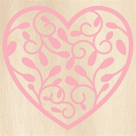 Floral Rose Leaves Heart Svg Floral Heart Vector File Floral Heart