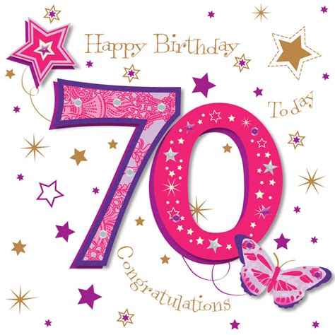 Happy 70th Embellished Birthday Greeting Card Cards