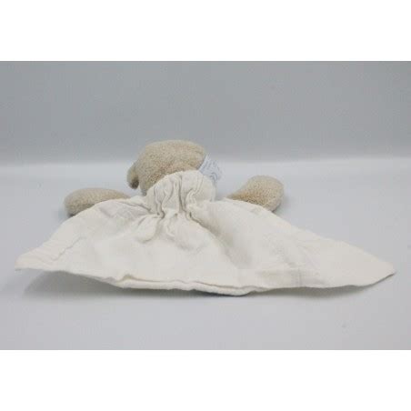 Doudou Plat Ours Beige Robe Blanche TARTINE ET CHOCOLAT