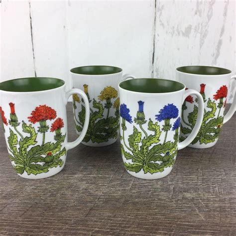 Fitz Floyd Floral Mugs Set Of Tea Coffee Cups Green Inside Etsy