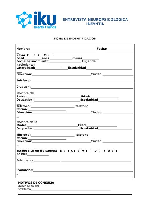 Entrevista Neuropsicologica Infantil Entrevista Neuropsicol Gica