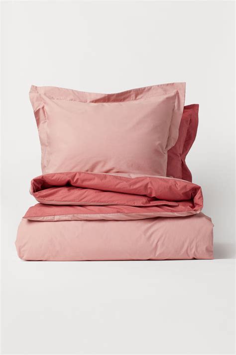 Cotton Poplin Duvet Cover Set Dusky Pink Home All H M Us Pink