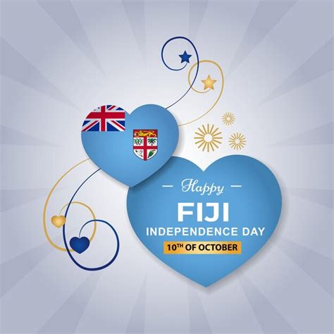 Premium Vector Fiji Heart Flag For Independence Day