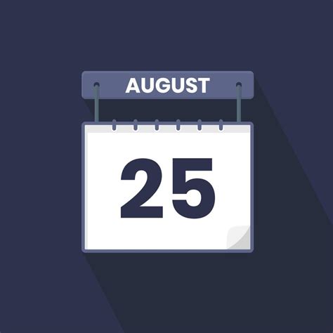 25th August calendar icon. August 25 calendar Date Month icon vector ...