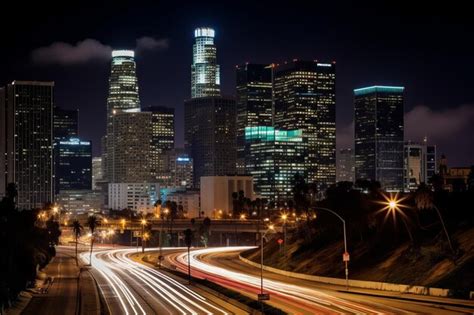 Premium AI Image | Downtown LA at Night photography