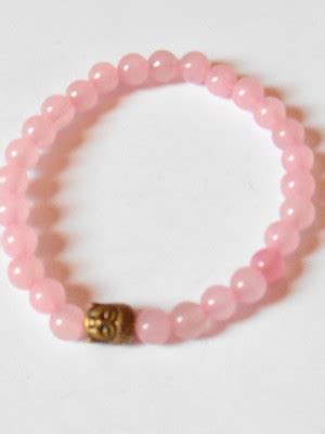 Pulseira Japamala Contas Quartzo Rosa E Simbolo Da Paz Elo