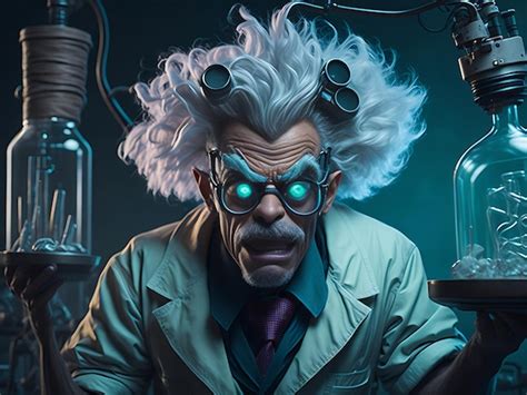 Premium Photo Mad Scientist Or Crazy Professor Character In Science Lab