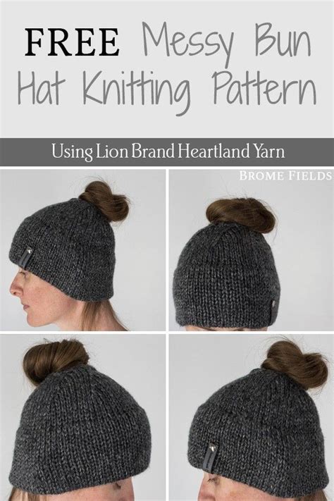 Messy Bun Knitted Hat Ponytail Hat Knitting Pattern Messy Bun Beanie