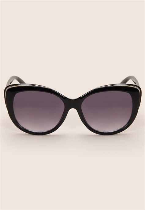 Womens Black Cats Eye Sunglasses Peacocks