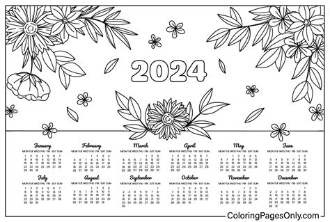 18 Free Printable Calendar 2024 Coloring Pages Coloring Calendar