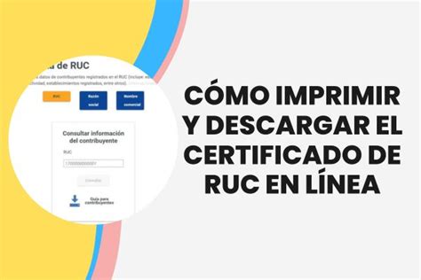 C Mo Imprimir Y Descargar El Certificado De Ruc En L Nea