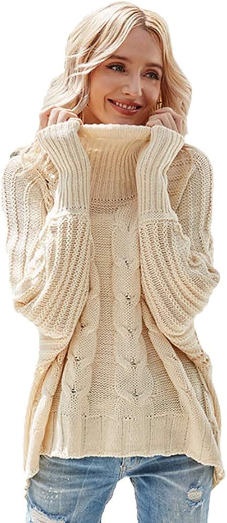 YIQI Pullover Damen Elegant Winter Rollkragenpullover Strickpullover