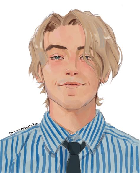 Safebooru 1boy Absurdres Artist Name Black Necktie Blonde Hair Blue Eyes Blue Shirt Collared