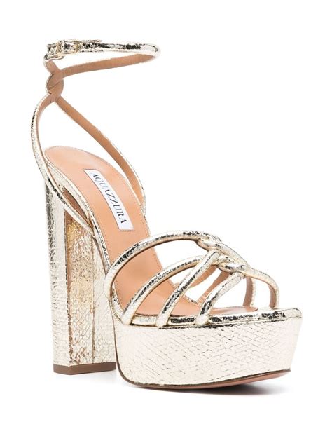 Aquazzura Moondust Plateau Sandalen 140mm In Gold ModeSens