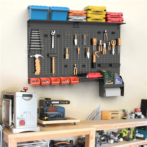 TORACK Metal Pegboard Wall Organizer 4ft Wide Pegboard System For